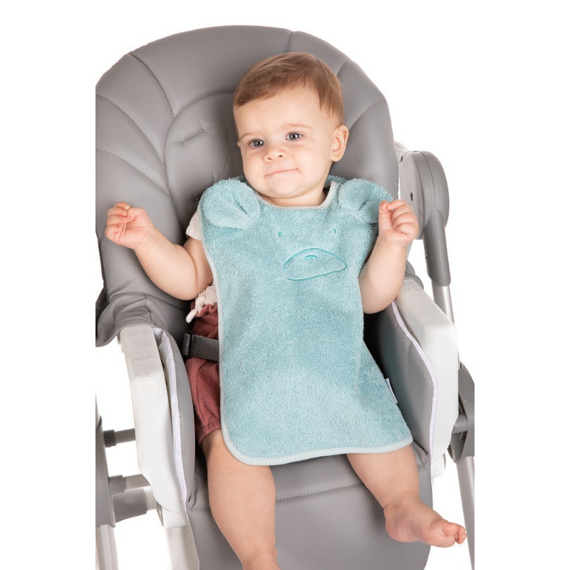 Bavoir en éponge de coton bio Ourson BO JUNGLE Vert/bleu