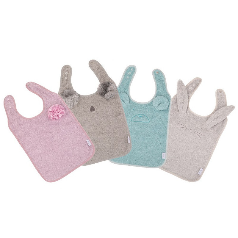 Bavoir éponge de coton bio Fleur BO JUNGLE Rose