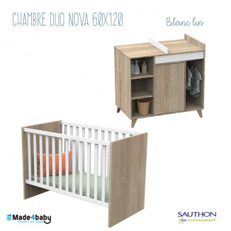 Chambre duo avec lit 60x120 SAUTHON Nova Blanc lin