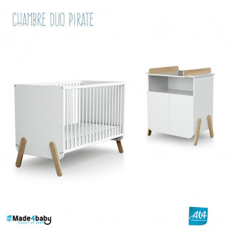 Chambre duo avec lit 60x120 et meuble à langer WEBABY Pirate