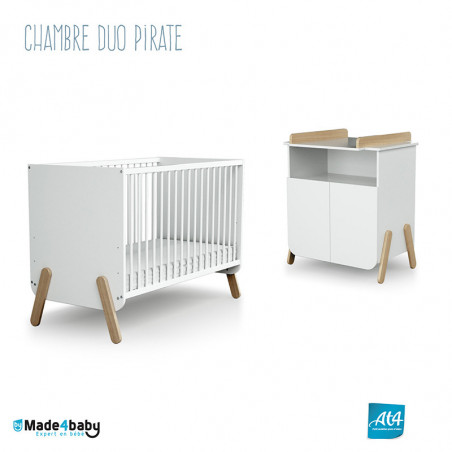 Chambre duo avec lit 60x120 et meuble à langer WEBABY Pirate