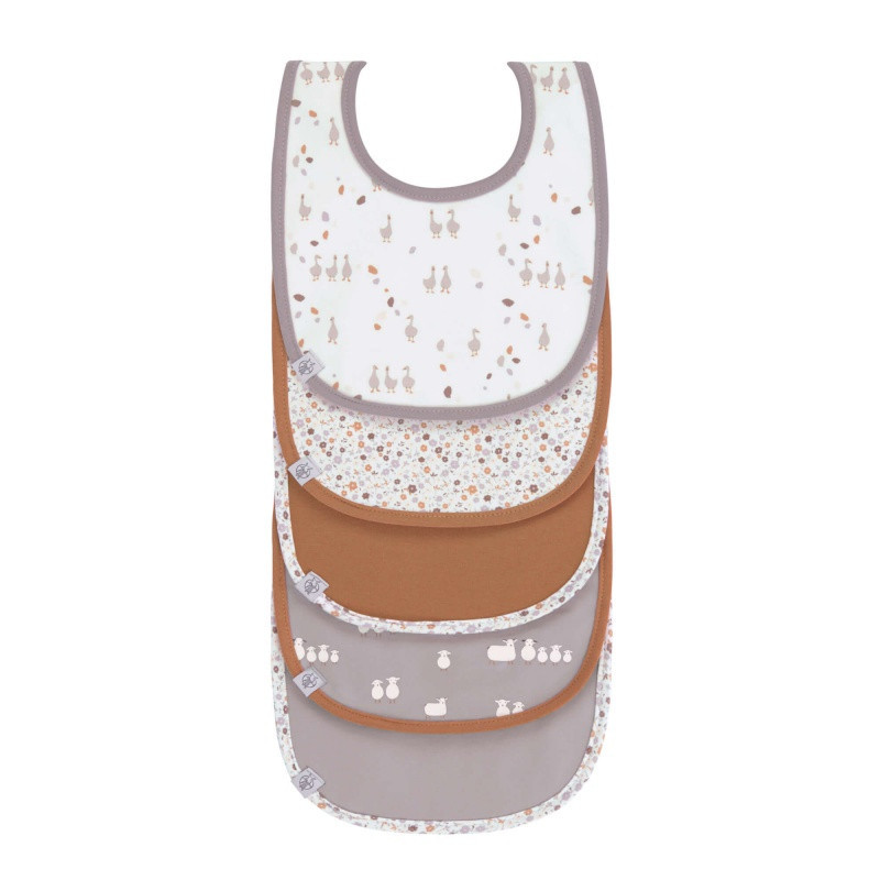 Lot de 5 bavoirs Oie LASSIG Tiny farmer lila