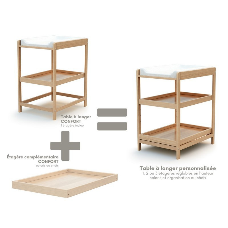 Table à langer Confort AT4 Hetre verni