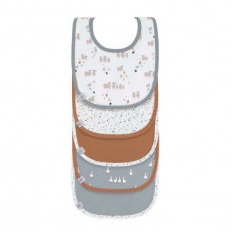 Lot de 5 bavoirs en éponge Mouton LASSIG Tiny Farmer Bleu