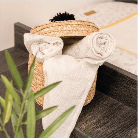 Lot de 3 langes en coton bio 60x60 DOMIVA Leafy Bunny