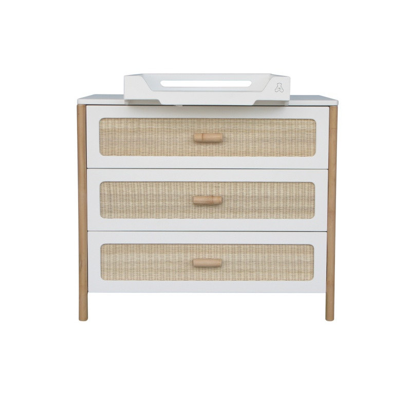 Commode canne/tressage rotin Oceania THEO Neige