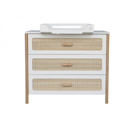 Commode canne/tressage rotin Oceania THEO Neige