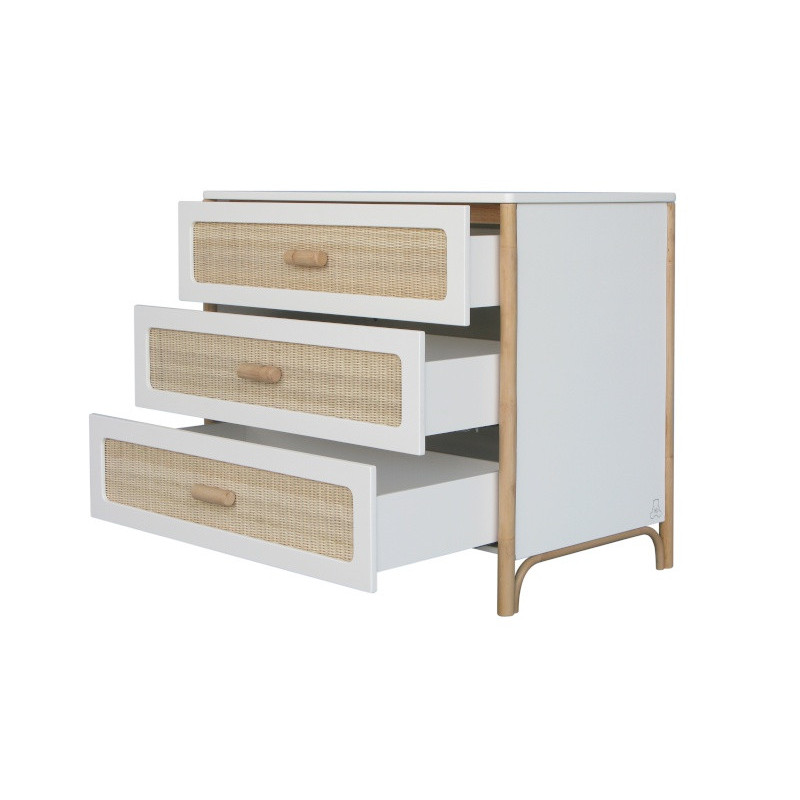Commode canne/tressage rotin Oceania THEO Neige