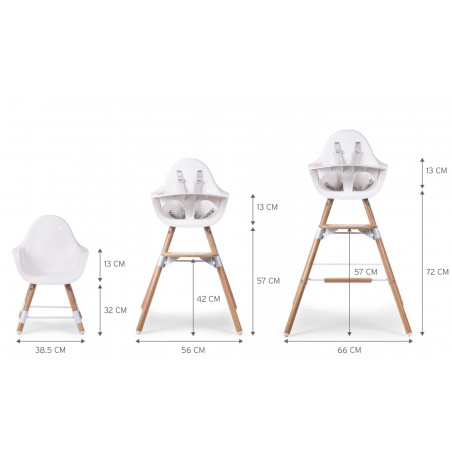 Chaise-haute Evolu 2 CHILDHOME Naturel/Blanc