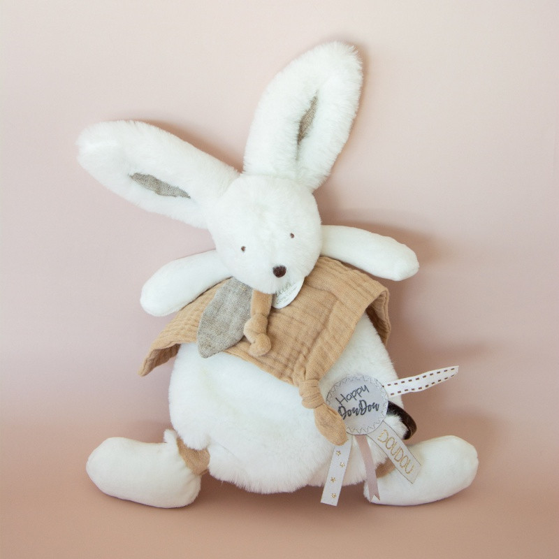 Doudou-lapin plat Happy Wild DOUDOU ET COMPAGNIE Naturel