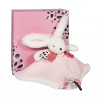 Doudou-lapin carré Happy Blush DOUDOU ET COMPAGNIE Rose