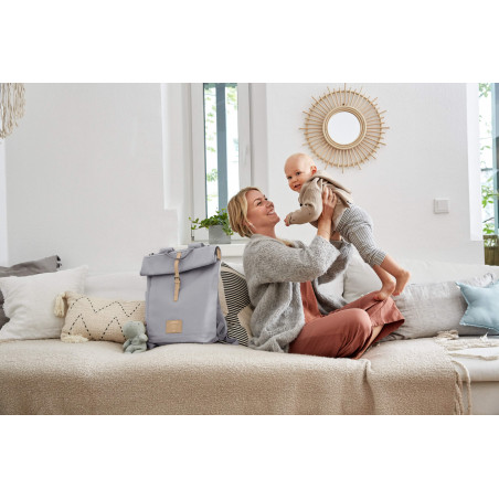 Sac à dos à langer Rolltop LASSIG Gris