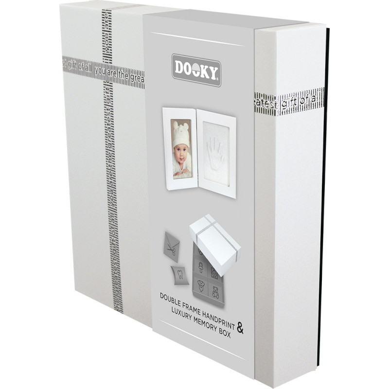 Cadre d'empreintes double + Boite à trésors DOOKY Blanc
