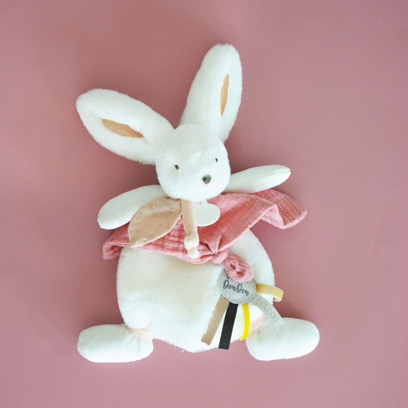 Doudou-lapin plat Happy Boho DOUDOU ET COMPAGNIE Terracotta