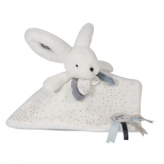 Doudou-lapin carré Happy Glossy DOUDOU ET COMPAGNIE Blanc