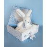 Doudou-lapin carré Happy Glossy DOUDOU ET COMPAGNIE Blanc