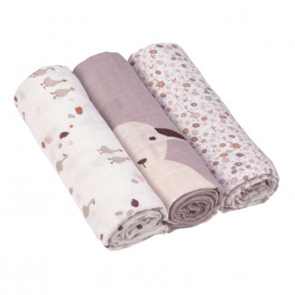 Lot de 3 langes divinement doux 80x80cm LASSIG Tiny farmer Fleurs