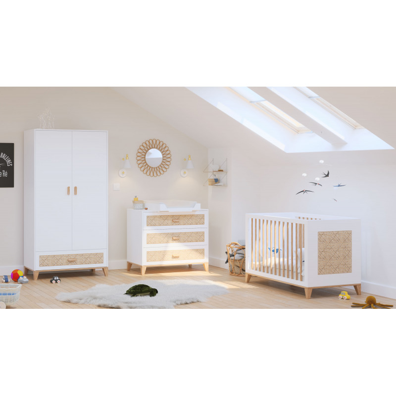 Chambre trio Nami avec lit 60x120 THEO Neige