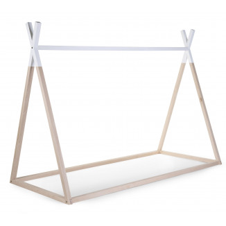 Lit Tipi 90x200 CHILDHOME Blanc/naturel