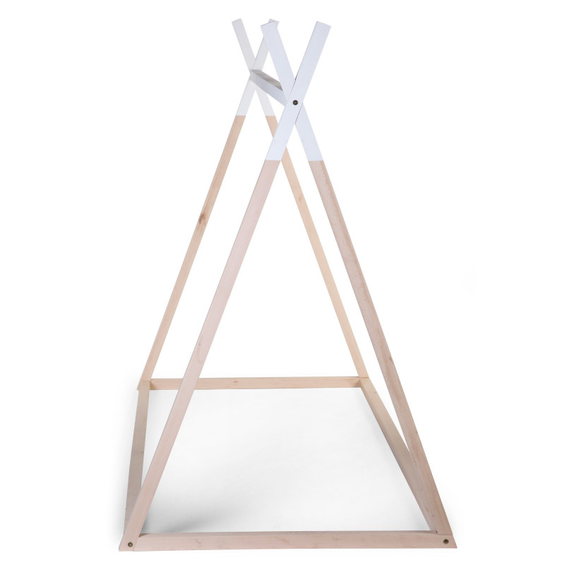 Lit Tipi 90x200 CHILDHOME Blanc/naturel