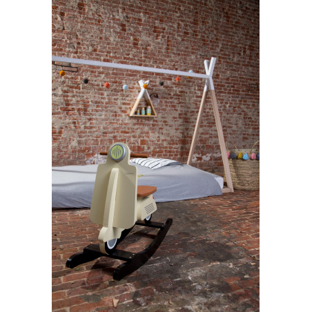 Lit Tipi 90x200 CHILDHOME Blanc/naturel