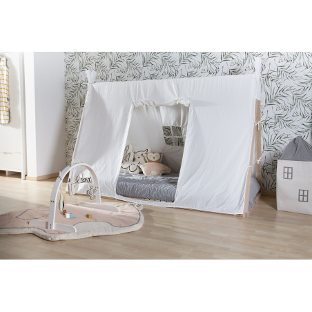 Lit Tipi 90x200 CHILDHOME Blanc/naturel