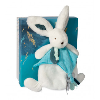 Doudou-lapin plat Happy Pop DOUDOU ET COMPAGNIE Bleu paon