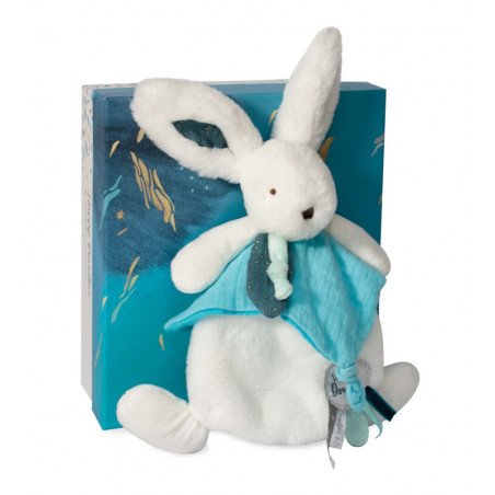 Doudou-lapin plat Happy Pop DOUDOU ET COMPAGNIE Bleu paon