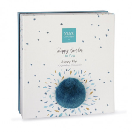 Doudou-lapin plat Happy Pop DOUDOU ET COMPAGNIE Bleu paon