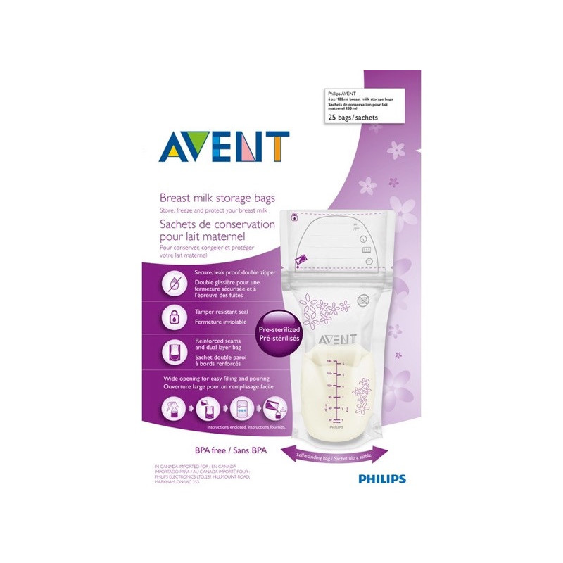 Sachets de conservation lait maternel x25 PHILIPS AVENT