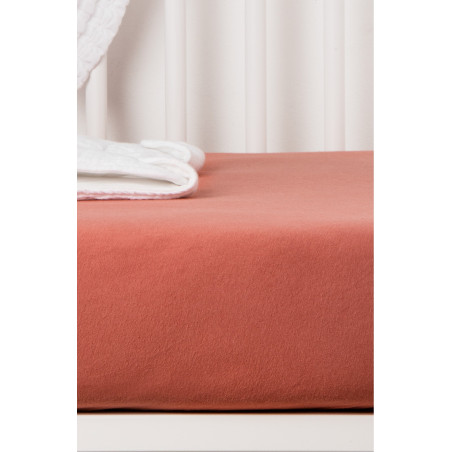 Drap-housse 60x120 en coton bio KADOLIS Terracotta