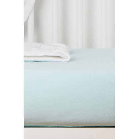 Drap-housse 70x140 en coton bio KADOLIS Bleu céladon
