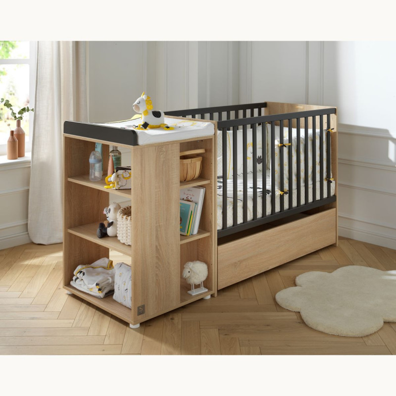 Lit combiné évolutif 60x120 Nova SAUTHON Gris volcan