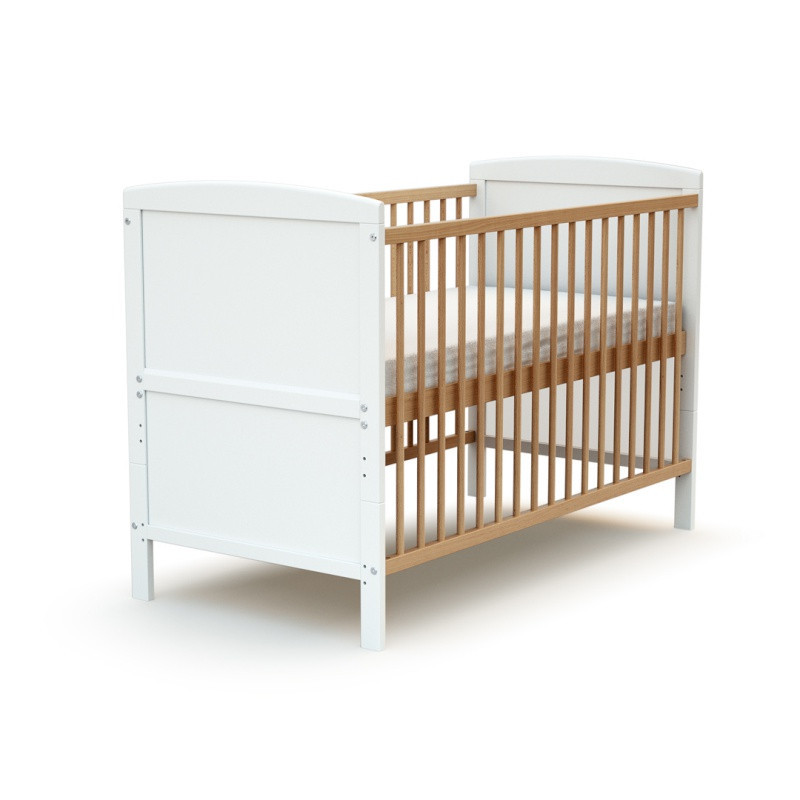 Lit évolutif 60x120 Essentiel Plus AT4 Blanc/hêtre verni