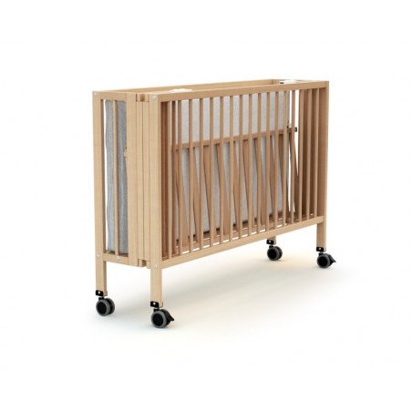 Lit pliant à roulettes 60x120 Confort AT4 Hetre verni