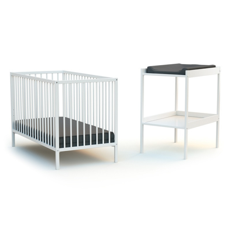 Lit bébé et table à langer AT4 Blanc