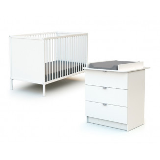 Lit bébé et commode à langer AT4 Blanc