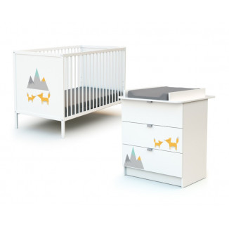 Lit bébé et commode à langer AT4 Renard gris