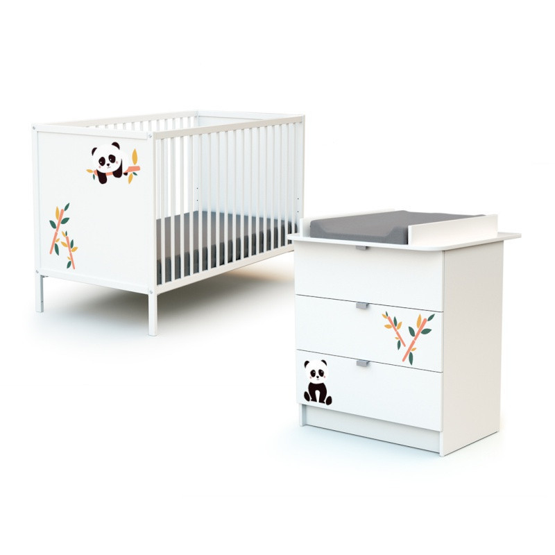 Lit bébé et commode à langer AT4 Panda