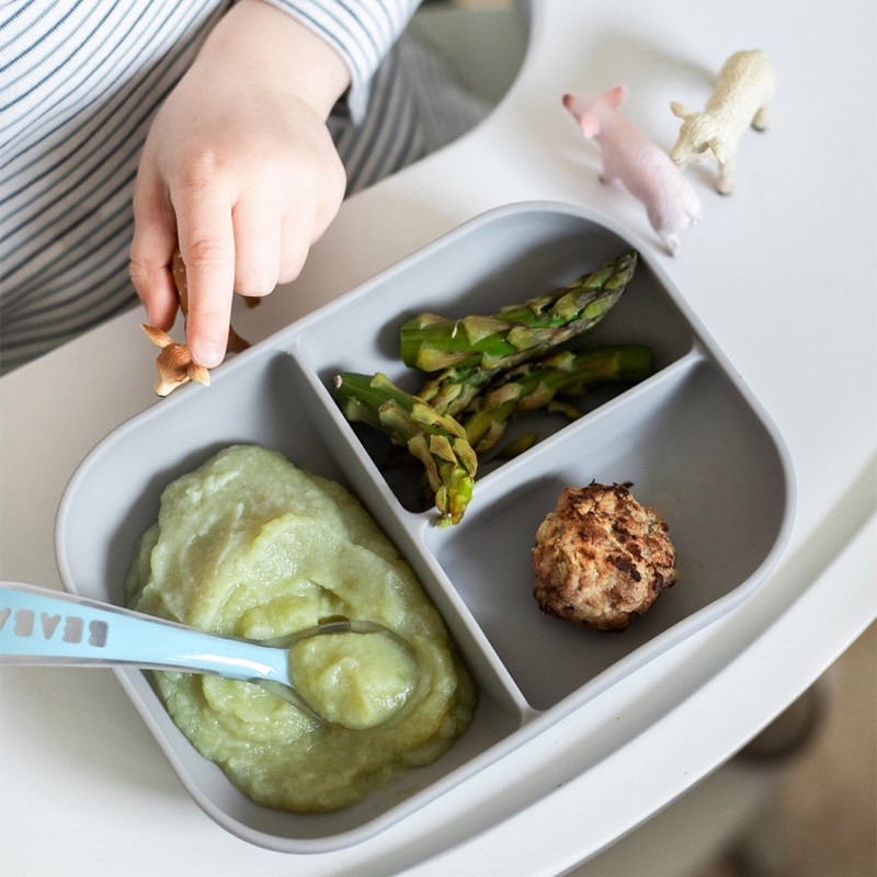 Set repas silicone compartimenté BEABA Grey