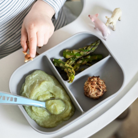 Set repas silicone compartimenté BEABA Grey