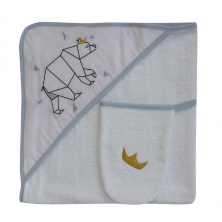 Sortie de bain Ours LES CHATOUNETS Bleue