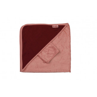 Sortie de bain + gant PERICLES Blush checker