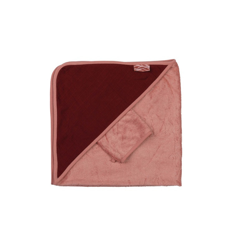 Sortie de bain + gant PERICLES Blush checker