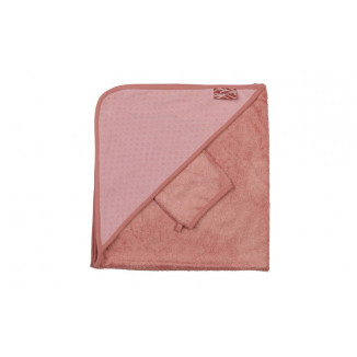 Sortie de bain + gant PERICLES Blush square