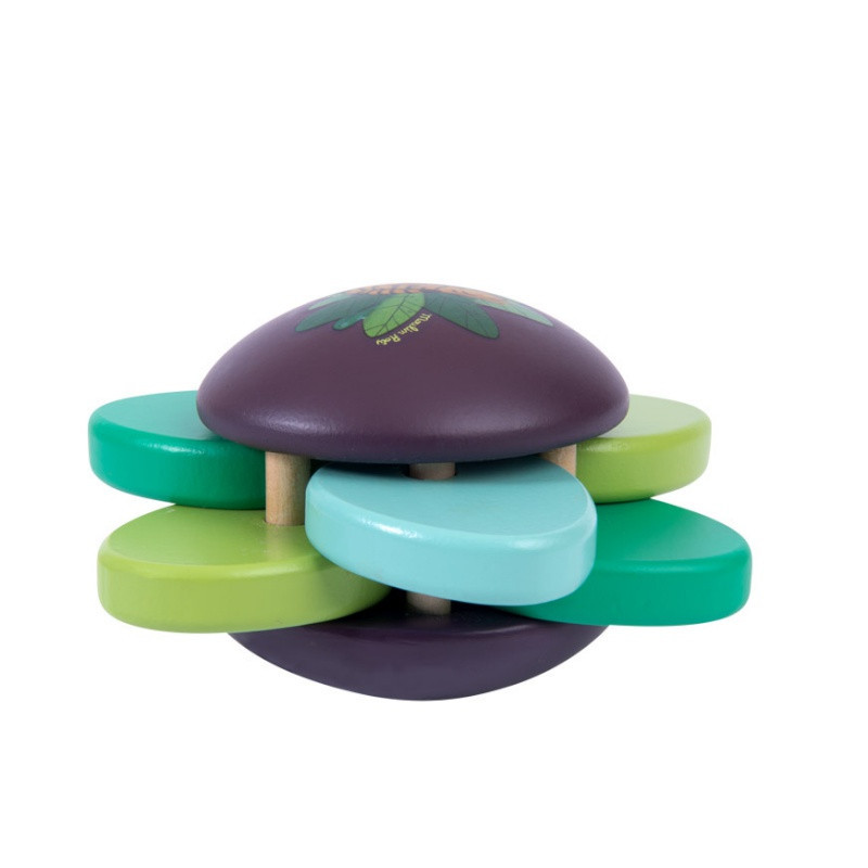 Hochet bois feuilles & grelot MOULIN ROTY Dans la jungle