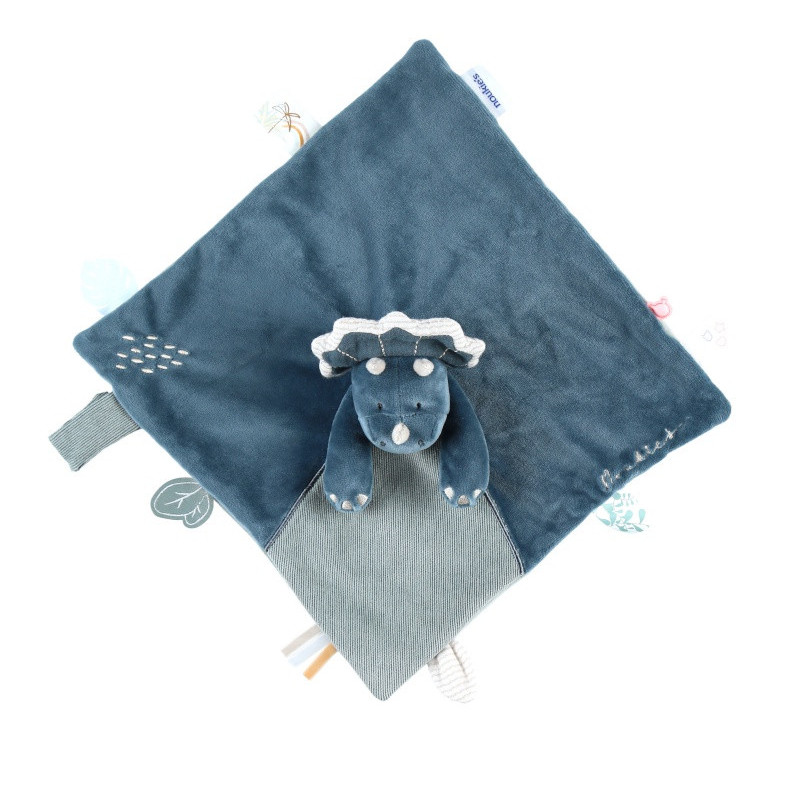 Doudou Veloudoux® Dino Ops bleu NOUKIES Tiga, Stegi & Ops
