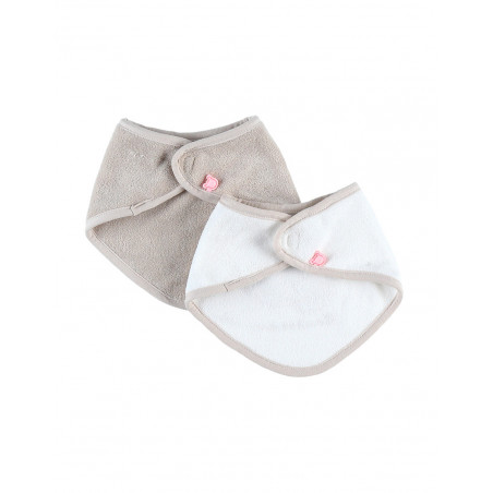 Lot de 2 bavoirs bandana en éponge NOUKIES Tiga, Stegi & Ops