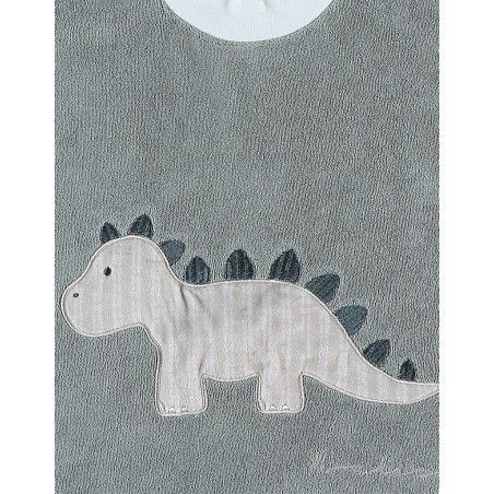 Bavoir Funny en éponge Dino vert NOUKIES Tiga, Stegi & Ops