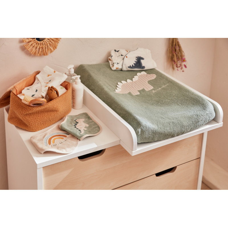 Matelas à langer avec housse Dino vert NOUKIES Tiga, Stegi & Ops